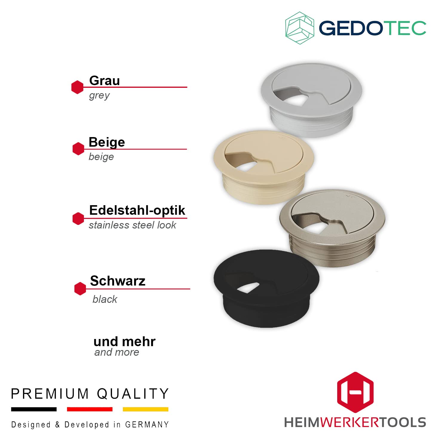 Passacavi Quadrati Per Scrivania Dia. 60 Mm In Plastica - GRIGIO, Passacavi Scri - Foto 8