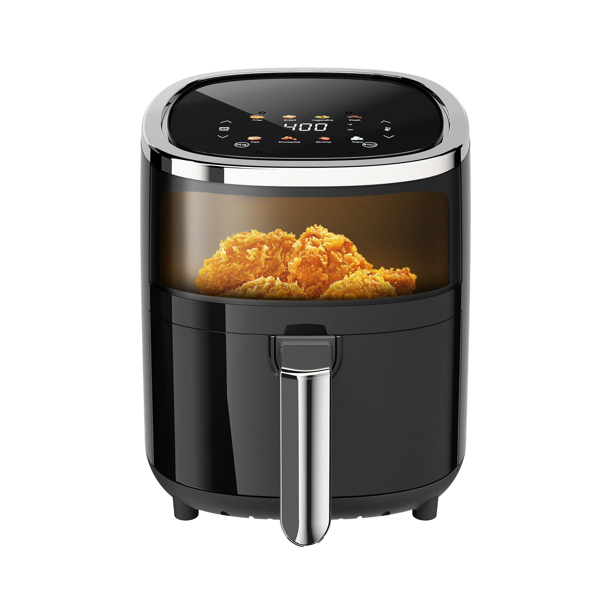 Compact Air Fryer 9-in-1 with Smart Digital Color TouchScreen Air Fryers View Window Air Fry Roast Bake Broil
