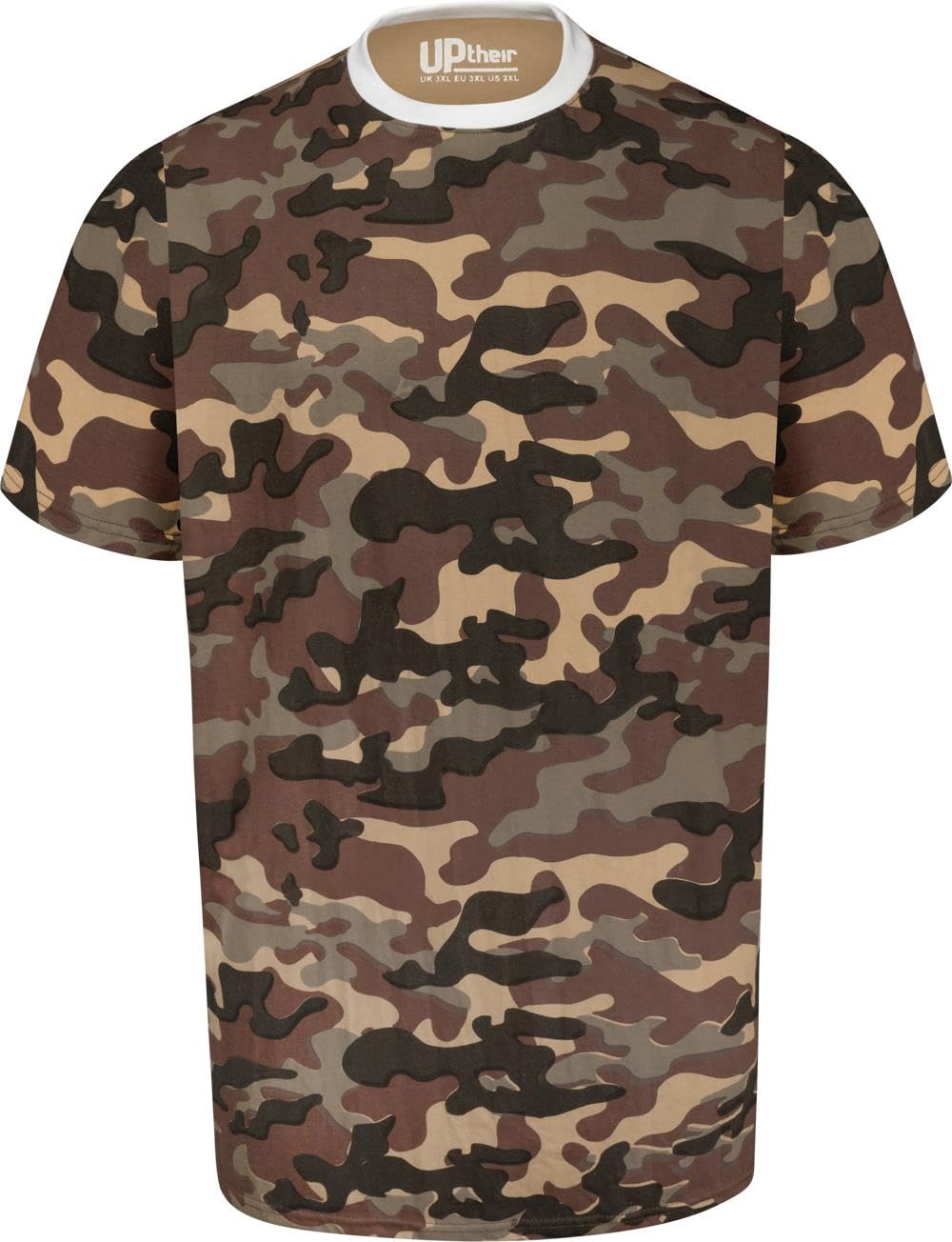 Uptheir Mens Pat Camouflage SS T-Shirt - Brown - 7XL