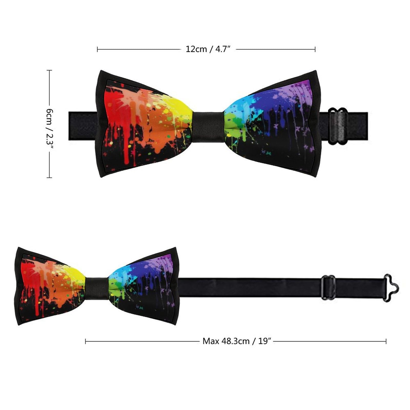 GoasNei Glow in Dark Splatter Neon Bow Tie for Men Adjustable Necktie Funny Tie Neck Ties for Weddings Party