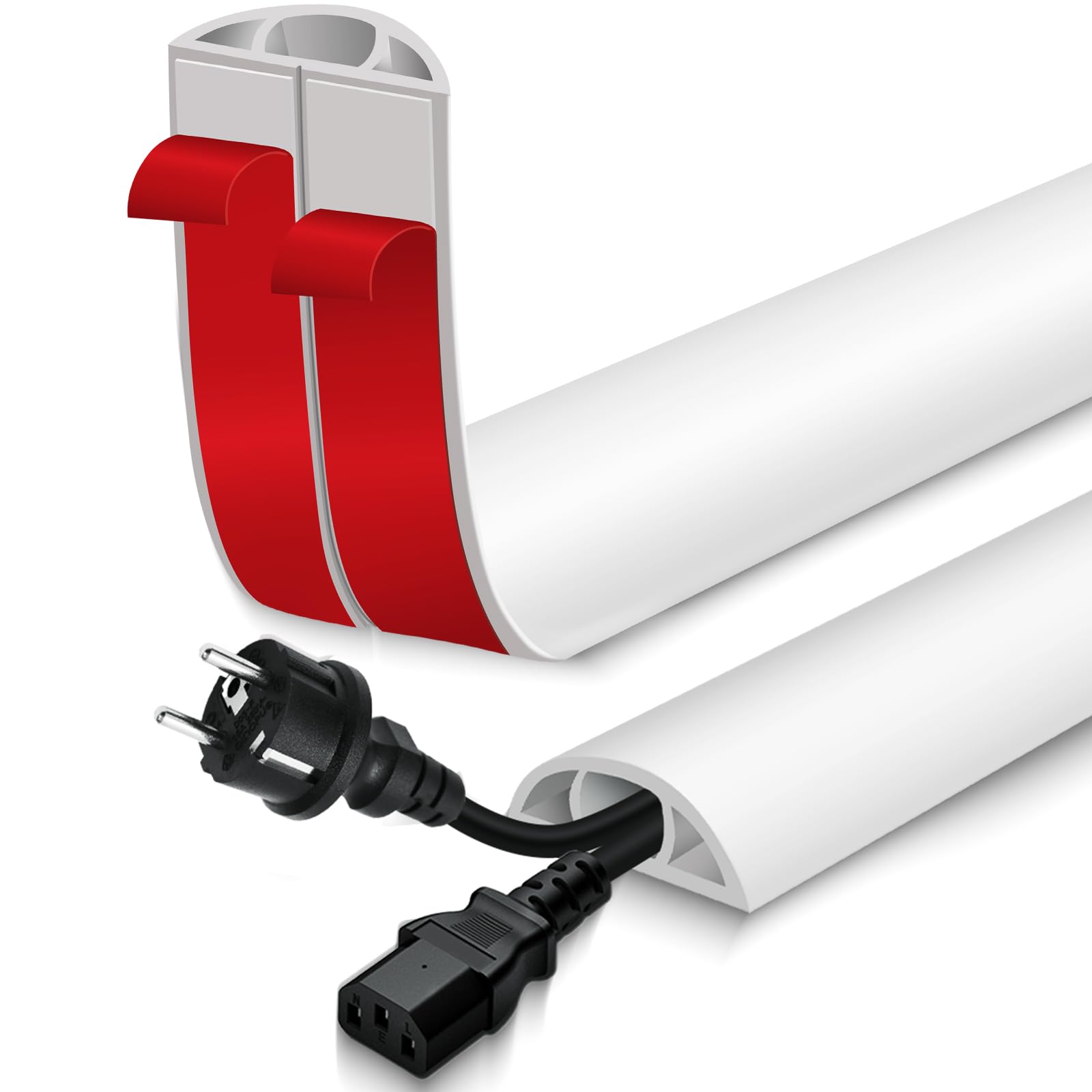 Canalina passacavi adesiva protezioni per cavi a pavimento passacavi pavimento in PVC canalina cavi (Bianco, 30mm×3m)