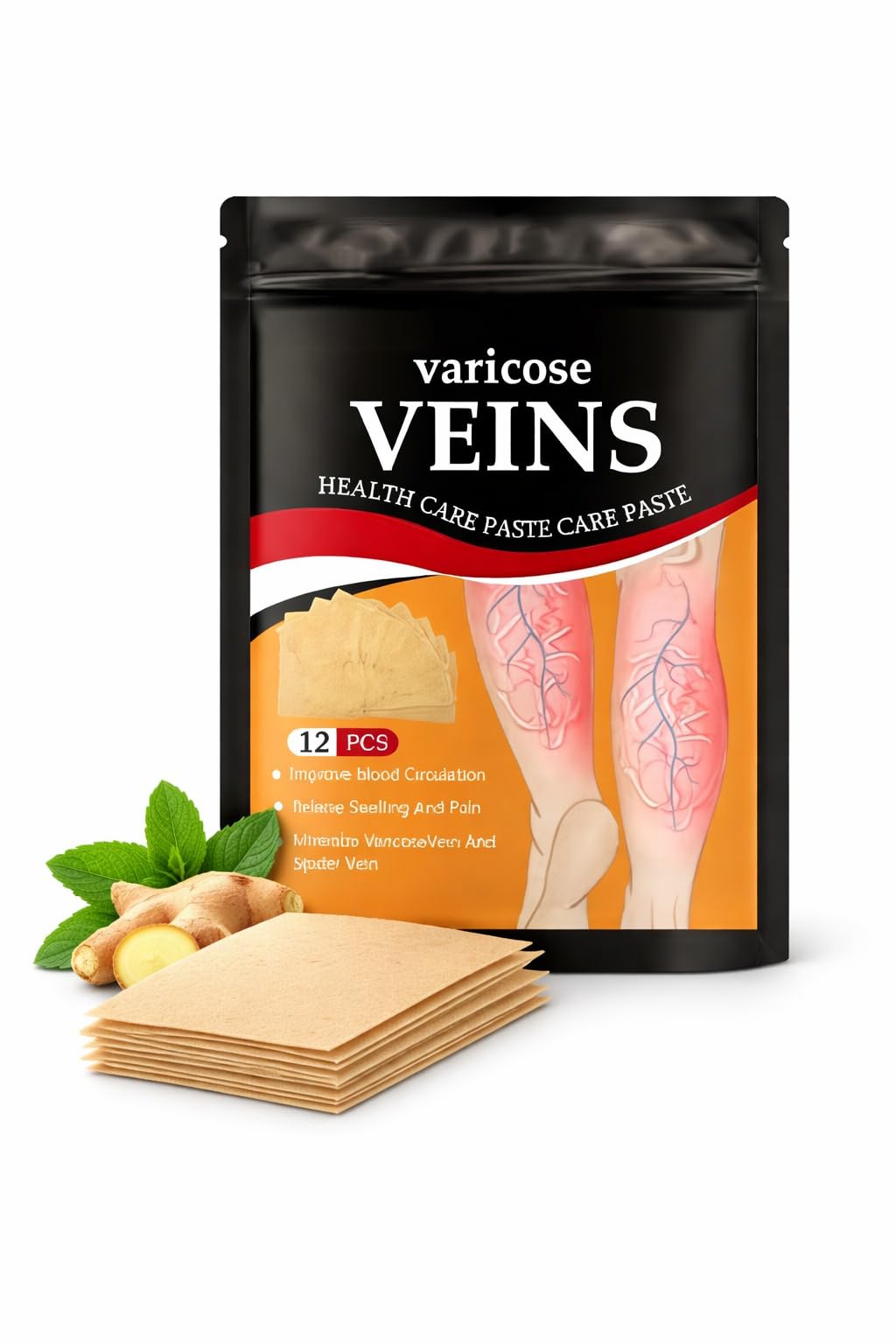 Varicose Veins Relief Patches – 36 PCS (PACK OF 3)| Reduces Swelling, Relieves Pain, Improves Blood Circulation & Vein Health | Herbal, Skin-Friendly & Instant Pain Relief