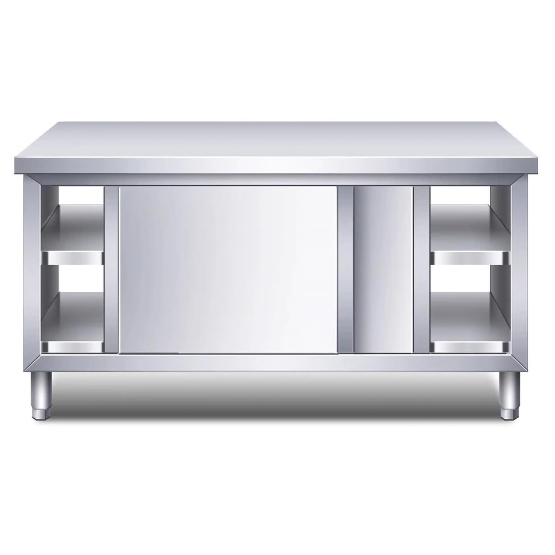 Mesa de preparación de Acero Inoxidable con Puertas corredizas - Banco de trabajcinas comerciales y Uso doméstico - Ideal para restaurantes, hoteles y soluciones de Almacenamiento en garajes