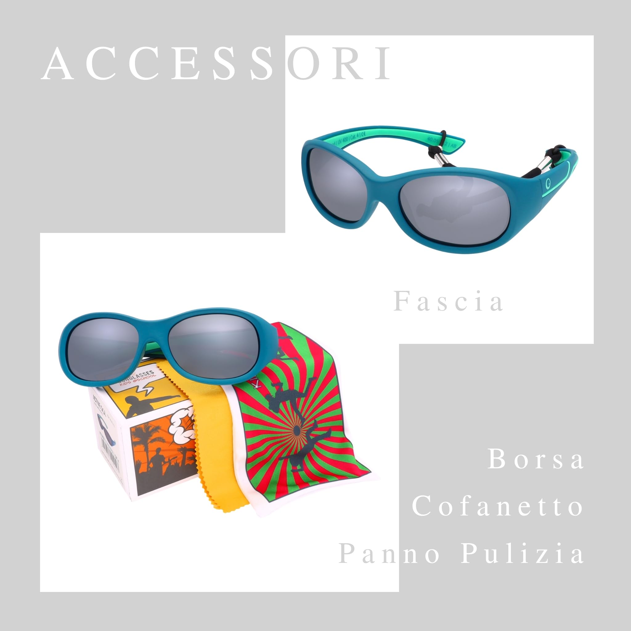 ActiveSol Occhiali da Sole per Bambini Extra Scuro Categoria 4, "Kids@School 5 – 10 Anni, Polarizzati, Protezione UV400