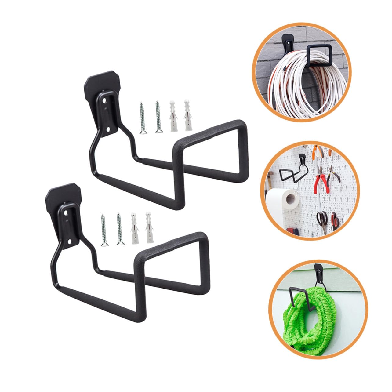 2 pezzi Ganci da Parete per Garage in Ferro Pesante Organizer per Attrezzi e Porta Cavi Supporto Multiuso Antiruggine per Scalette Utensili Giardino e Attrezzature Sportive