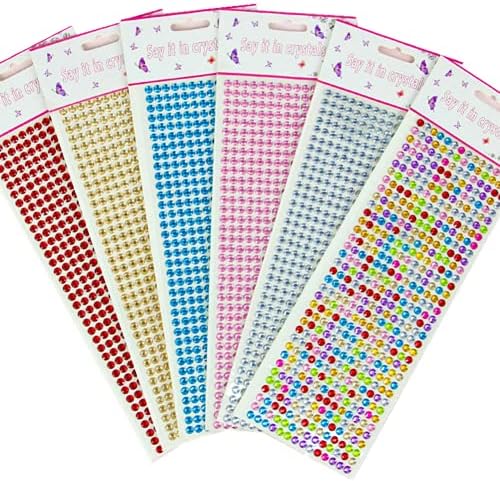 3108 Pieces Colorful Self-Adhesive Rhinestone Stickers Suit, Gems for Crafts Crystal Stickers for DIY Craft,Scrapbooking Embellishments,Decorations. (6 Sheets)