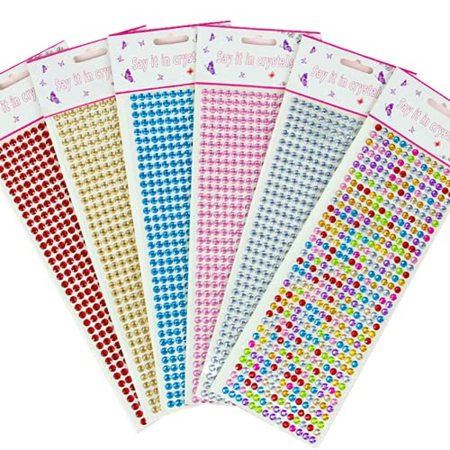 3108 Pieces Colorful Self-Adhesive Rhinestone Stickers Suit, Gems For Crafts Crystal Stickers For Diy Craft,Scrapbooking Embellishments,Decorations. (6 Sheets) #TOP27
