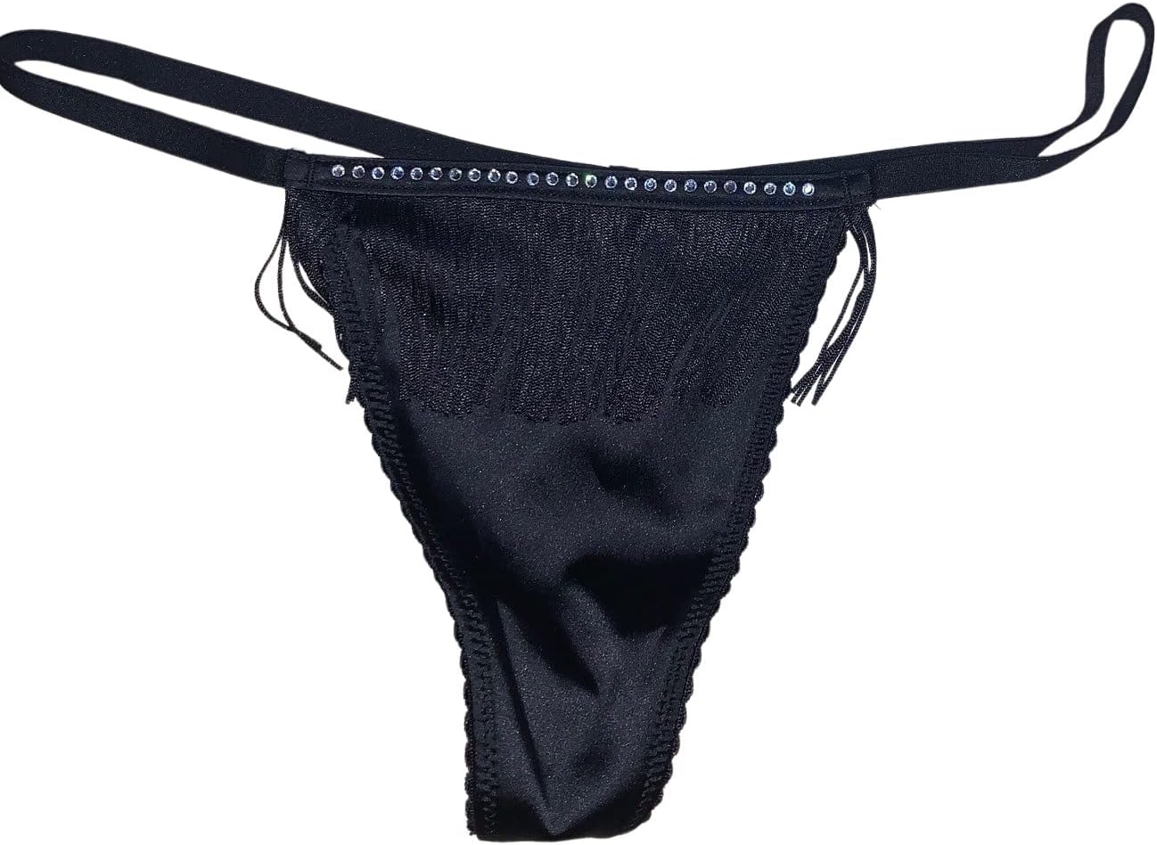 Victoria's Secret Very Sexy Fringe V-String Rhinestone Panty Color Black New - Image 2