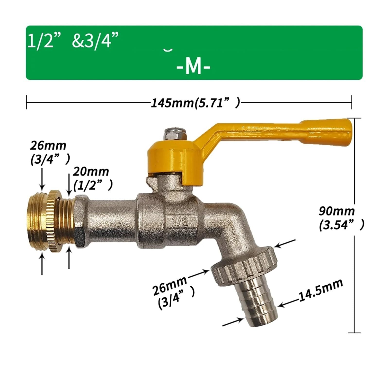 Adapter węża ogrodowego, złącze zbiornika na wodę IBC, 2-drożny i 1-drożny mosiężny kran do nawadniania, zawór kulowy (M-1 szt.)