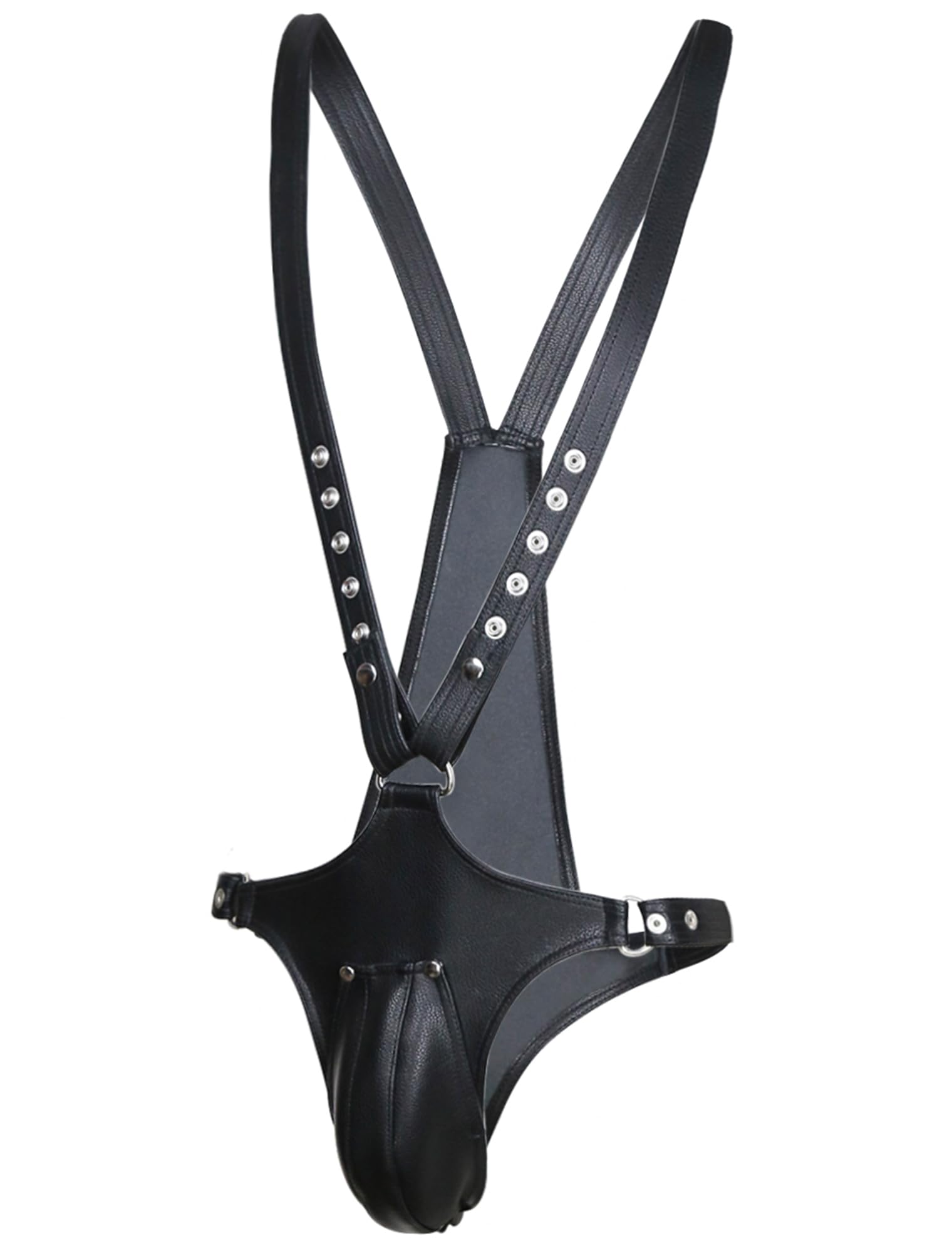 ZZRBVFH Men's Harness Jockstrap Shoulder Strap PU Leather Adjustable Belt Underwear Black