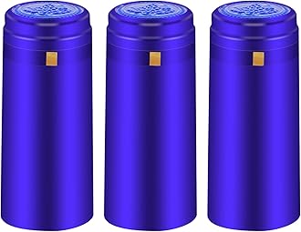 PVC Heat Shrink Capsules - 120 Count Bright Blue Wine Corks Shrink Wrap Sleeves Clear Bottle Capsules for Professional, Wine Cellars and Home Use