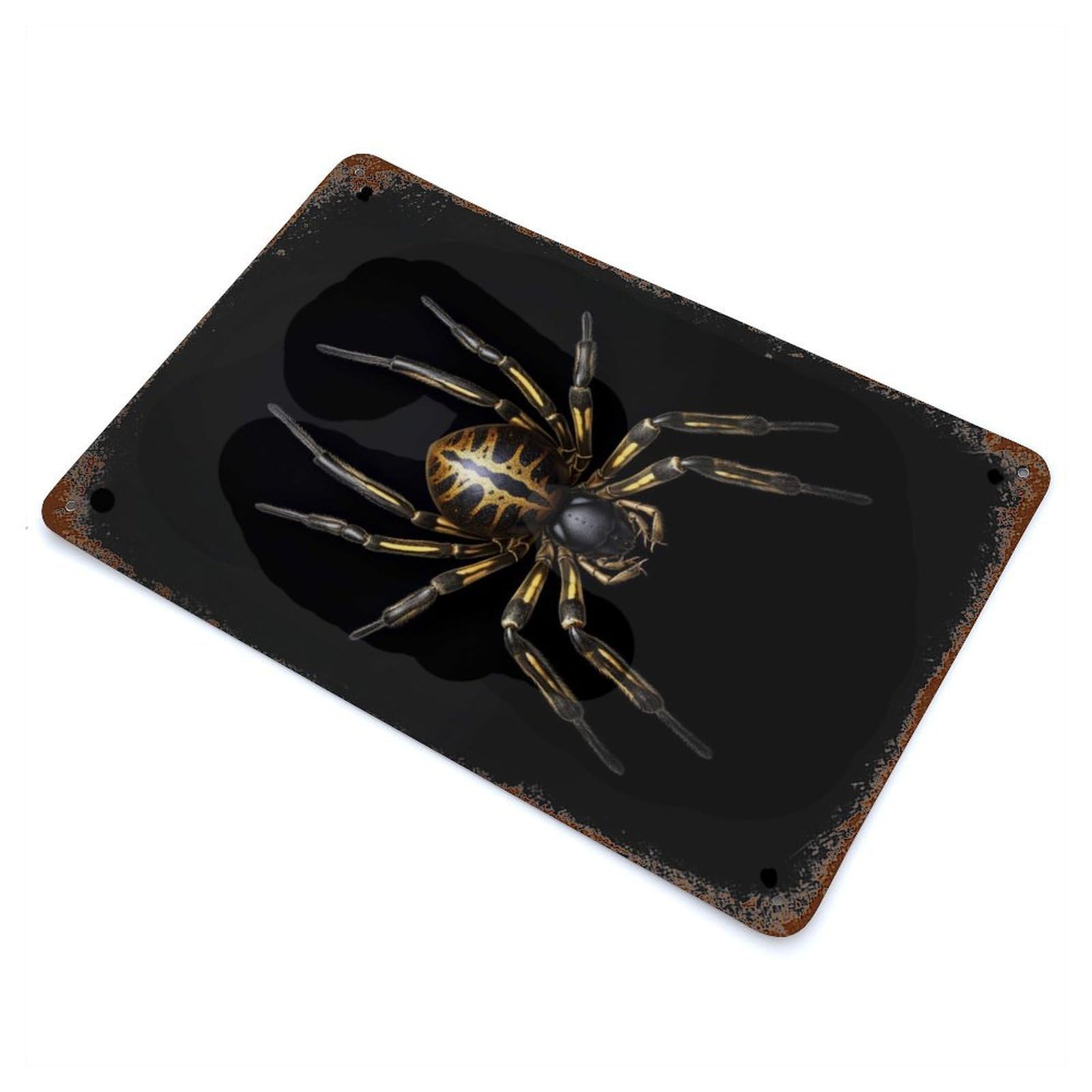 Dark Gold Spider Animal Rusty Metal Tin Sign 11.8"x7.9", Ideal for Farmhouse, Kitchen And Entryway Decor