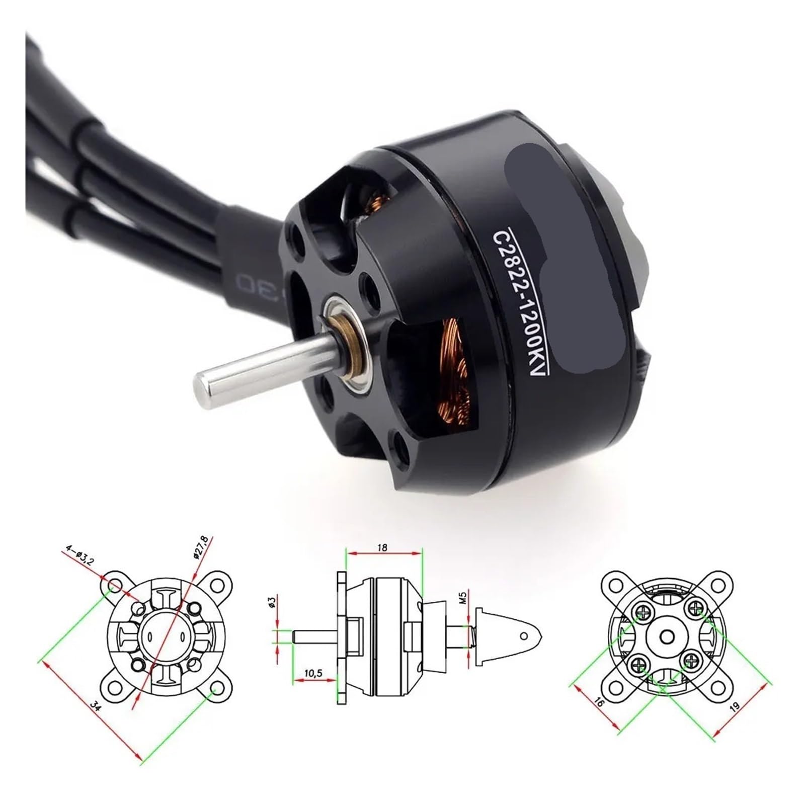 Motore Brushless C2822-C5056 per Drone Quadricottero RC FPV Alta Efficienza | Motore outrunner bilanciato, cuscinetti ABEC5, rame puro, KV 335-1900, leggero e robusto(C2830 850KV)