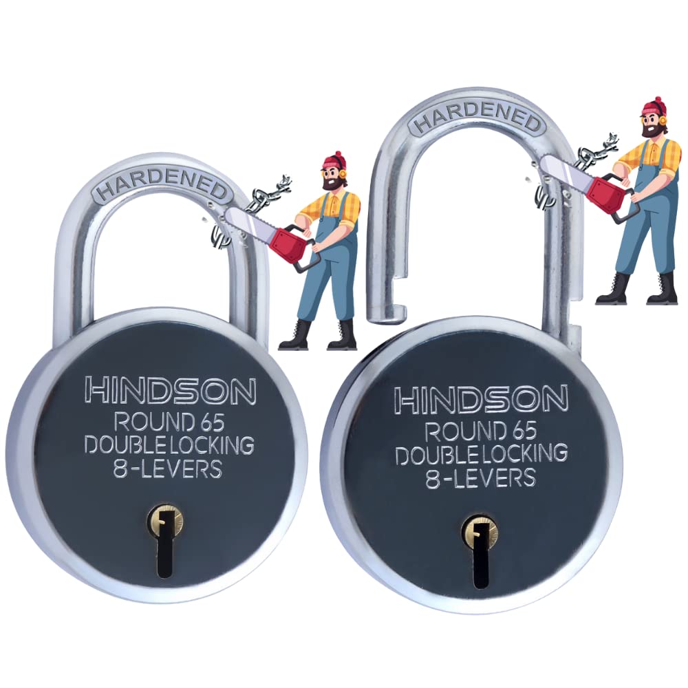 HINDSON lock and key door lock for home, gate, shutter round 65mm 3 key 8 lever silver finish, pack of 2 (B09XK8G7LB) Amazon Price History, Amazon Price Tracker
