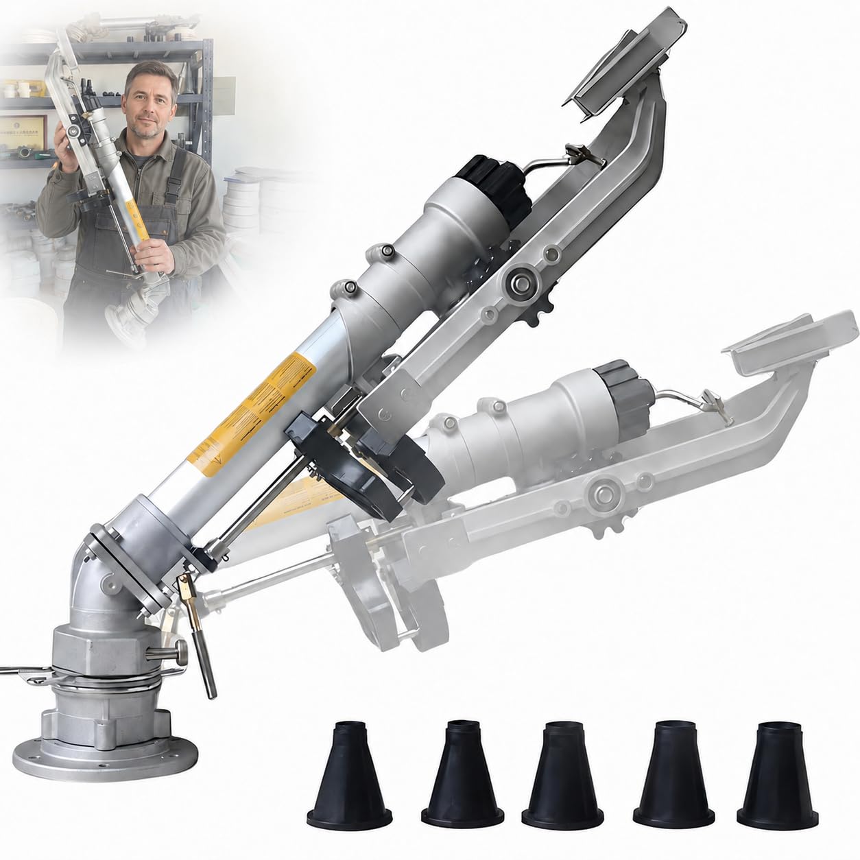 Metalowe działo nawadniające, zasięg 20–60 m, ciśnienie 3–8 bar 66cmOverallLength