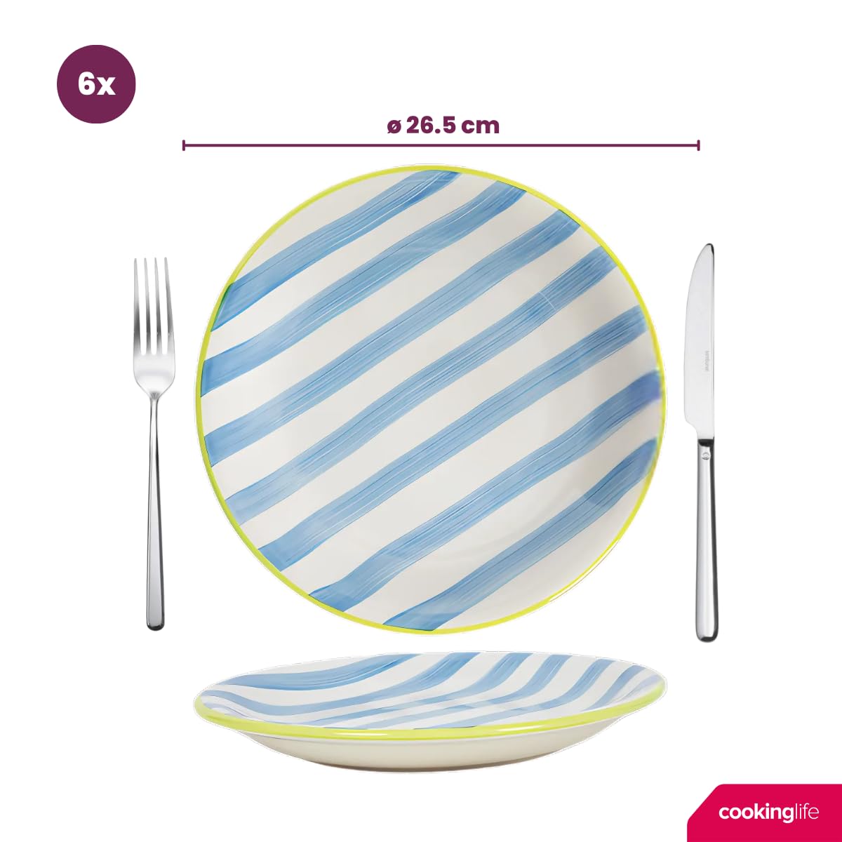 Cookinglife Cardida Groen - Set de servicio para 6 personas (6 dinerborden, 6 ontbijtborden en 6