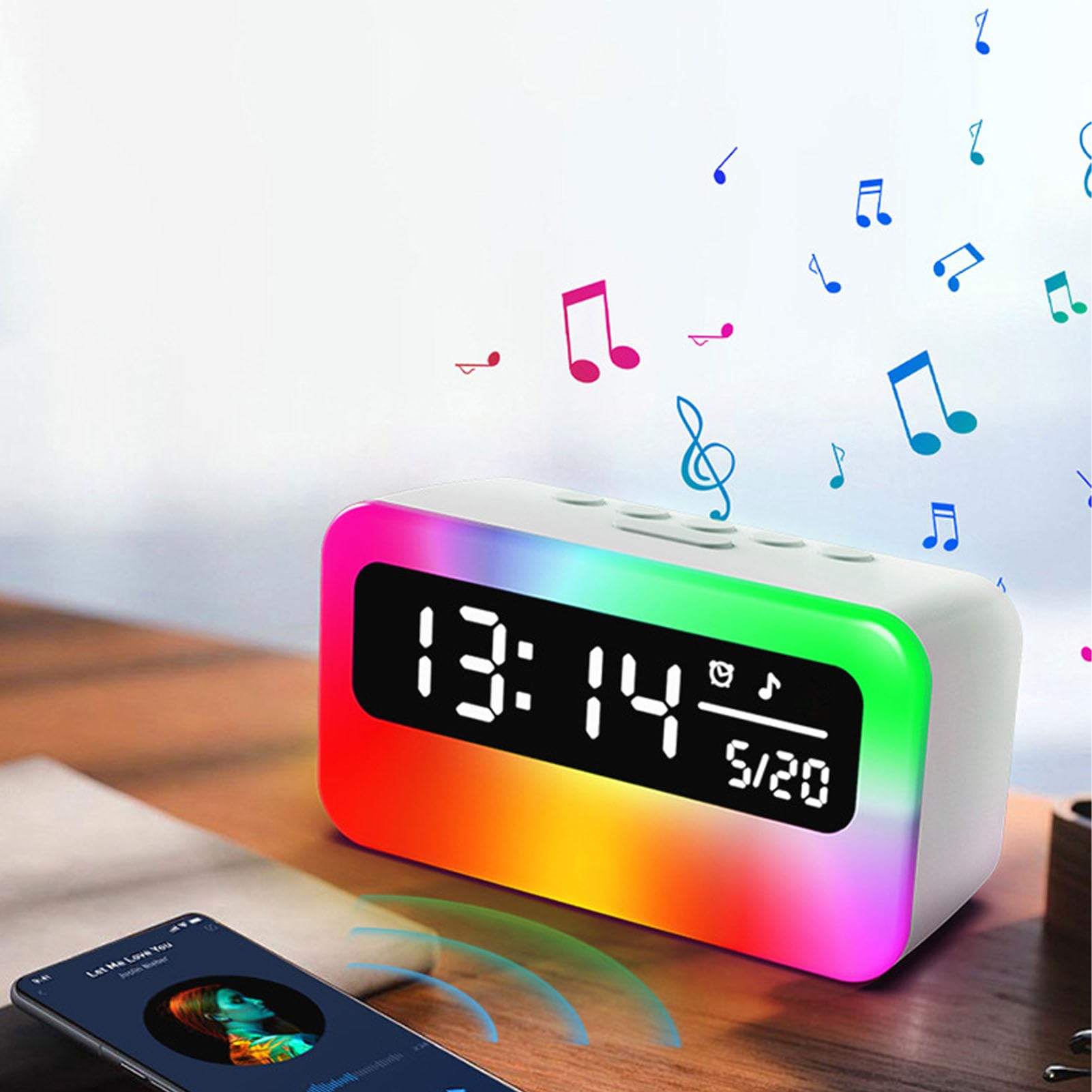 Orologio per Dormire con Rumore Bianco, Luce Notturna RGB, Dispositivo Musicale Portatile per Viaggi, Uso Quotidiano, Batteria da 4000 MAh