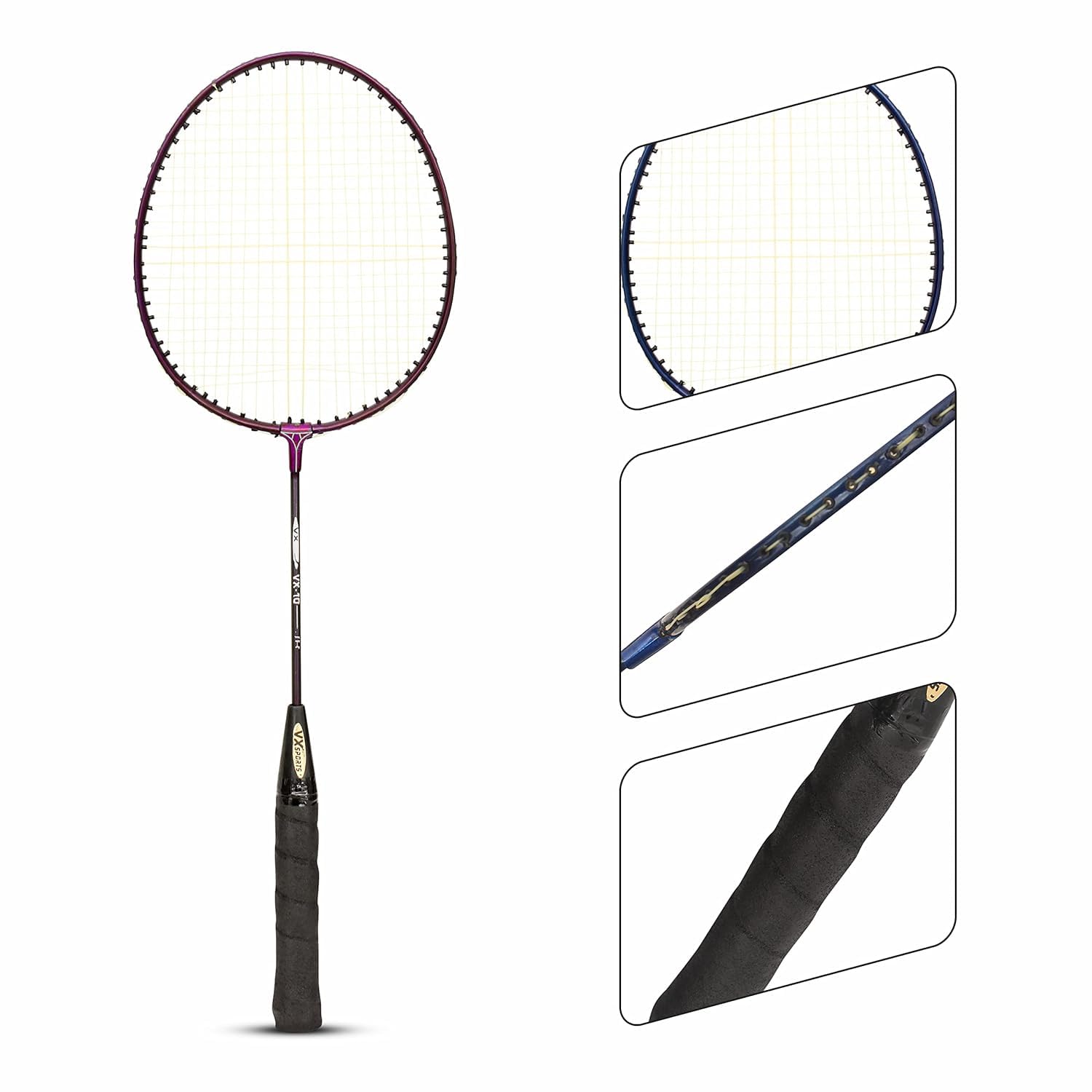 Raquetas De Bádminton Vector X VXB-10 – Pack De 2, Cabeza Isométrica, Aluminio, Para Principiantes