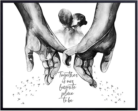 Love Wall Decor - Better Together Couple Wall Decor - positive Quotes Picture - Bridal Shower Decorations - Wedding Gifts - Black and White Bedroom Artwork, Living room Art - Inspirational quote