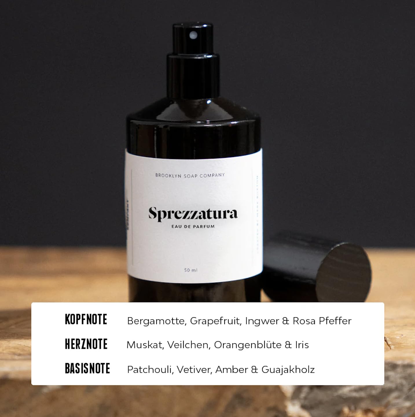 Sprezzatura (50ml) · Brooklyn Soap Company · Würzig-frisches Eau de Parfum für Männer · Mit Bergamotte, Muskat, Veilchen, Vetiver & Guajakholz · Langanhaltender Herrenduft