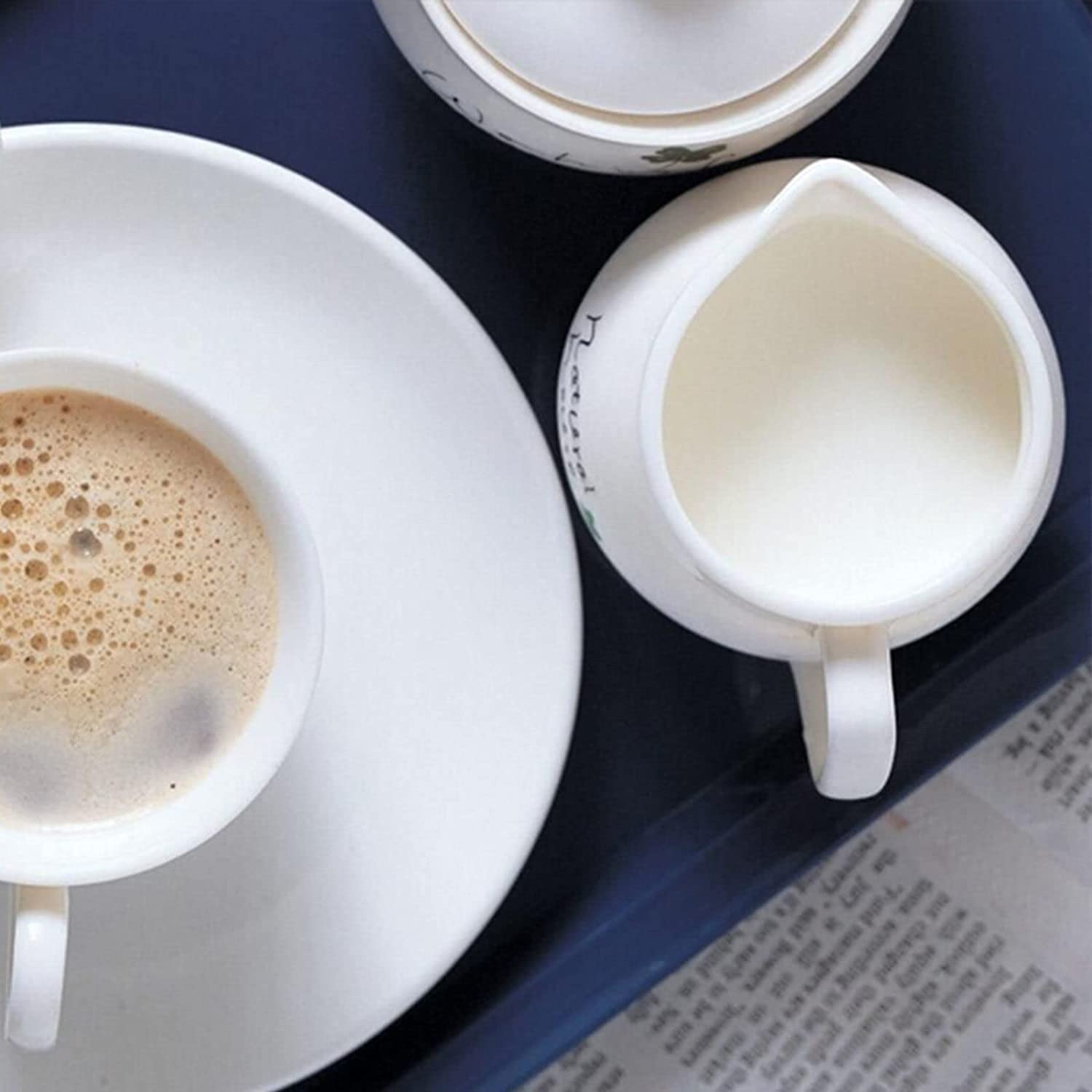 sucrier à crème,Vaisselle en céramique, Sucrier en céramique avec Couvercle et Pot à Lait, Pot à crème et à Sucre, Pot à Sucre, Pot à café, Pot à Lait Blanc et sucrier