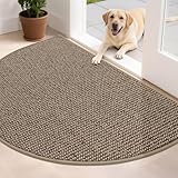 BEQHAUSE Dirt Trapper Door Mat 32' x 48' Half Circle Non-Slip Washable Doormats Entrance Rugs Absorbent Welcome Low Profile Floor Mats for Front Back Door and Entryway, Taupe