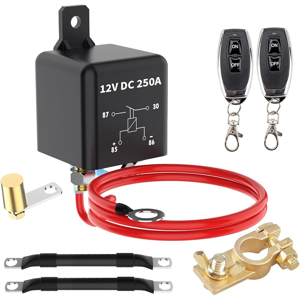 8/mo Finance Remote Battery Kill Switch Kit, 250A DC 12V Top Post