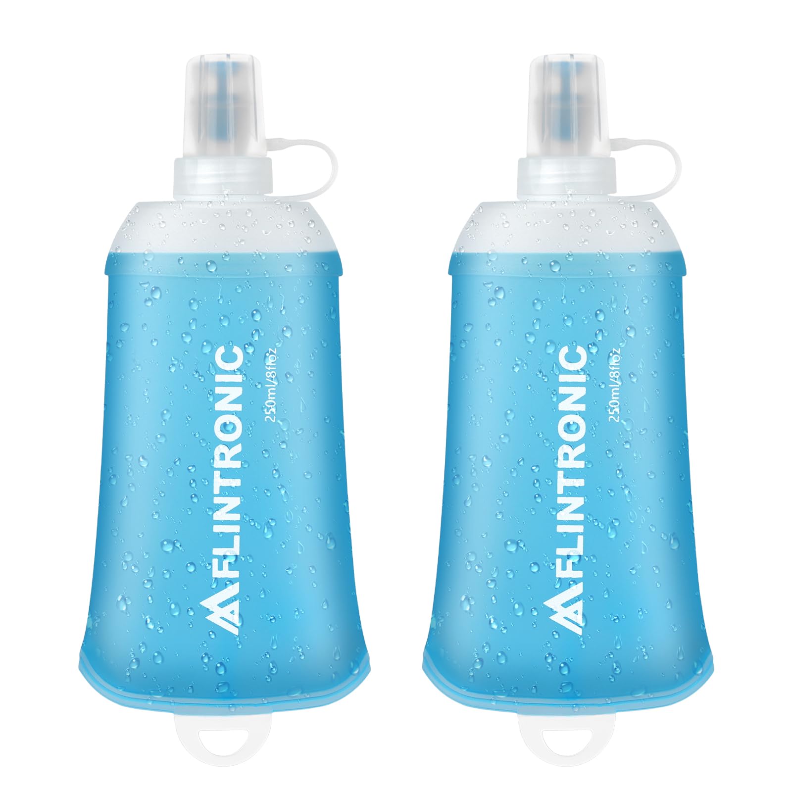 flintronic TPU Faltbarer Trinkflaschen, Soft Flask 250ml, BPA-Frei, Sportflasche für Trinkrucksack, Fahrrad, Wandern,Joggen,Camping und Klettern (Hellblau)