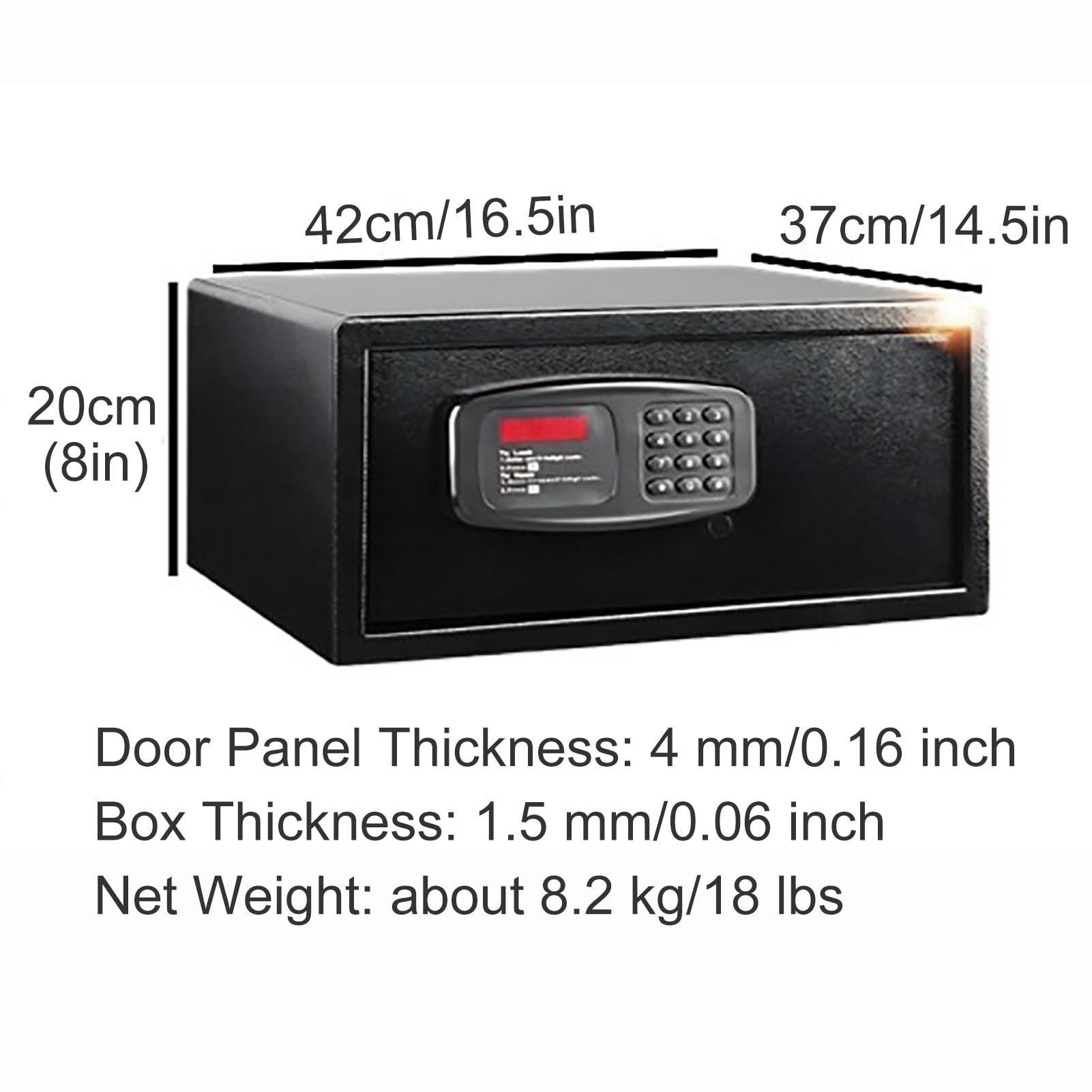 Cassaforte Piccola Cassetta di Sicurezza con Chiave Safe per Hotel, Ufficio, Casa, 42×37×20 cm