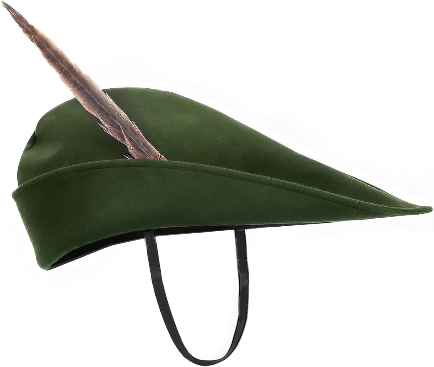 Men's Renaissance Robin Hat with Detachable Feather, Medieval Hats Ren Faire Cap