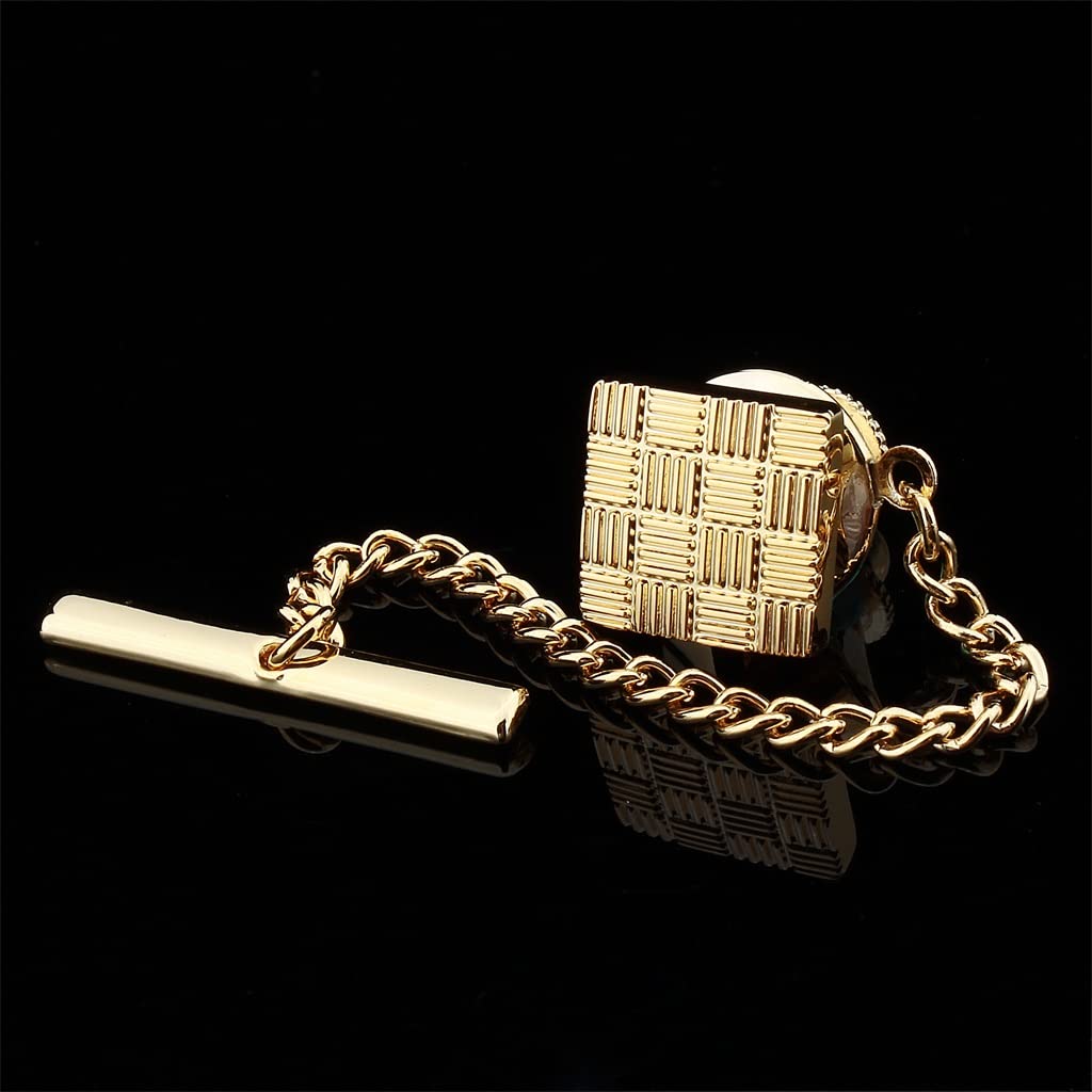 Modische Krawattennadeln aus Metall, Goldener Herrenschmuck, Krawattennadeln mit Kettenverschlüssen, dekorative Accessoires (B, Einheitsgröße)