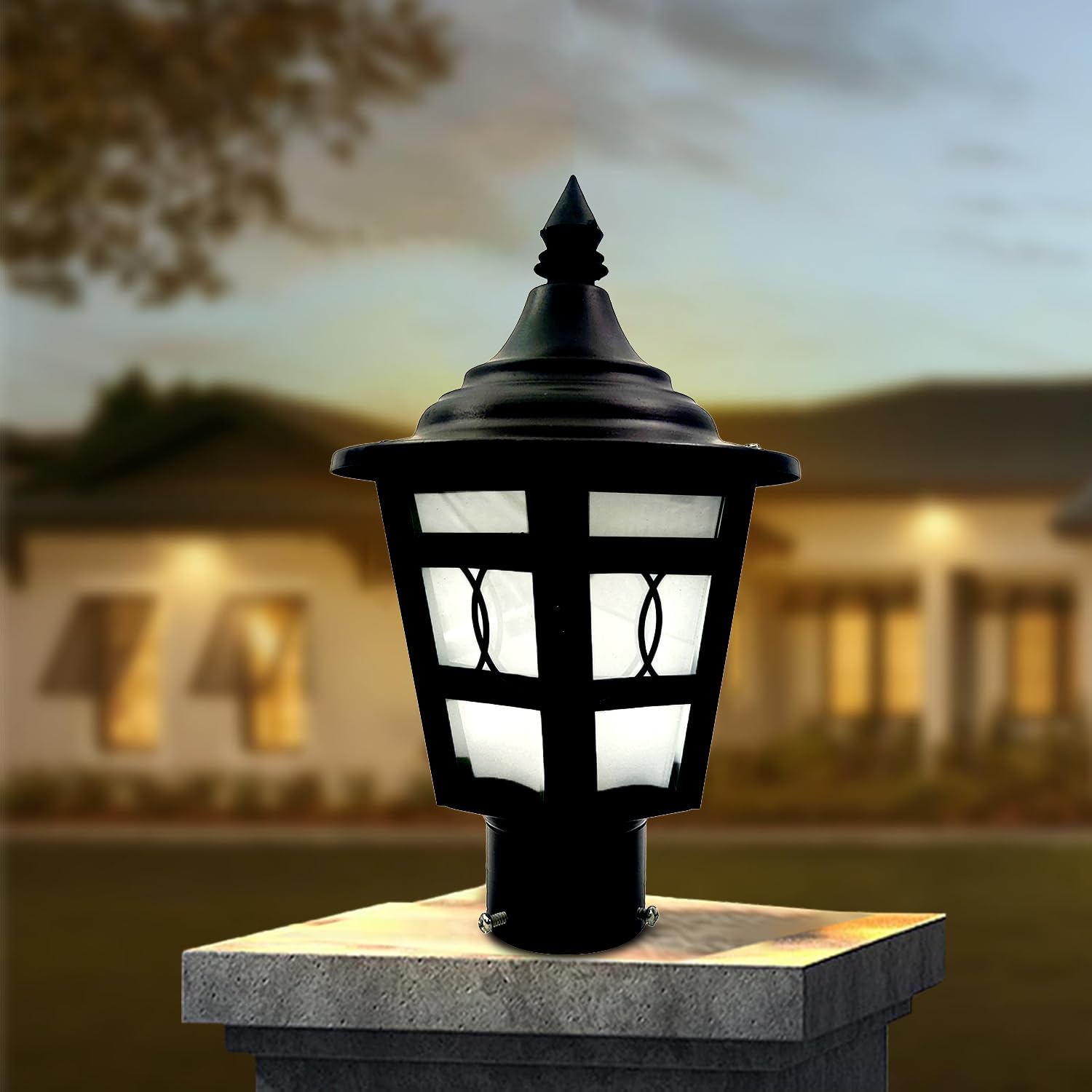 SINOMAN Contemporary Gate Light Lamp for Outdoor Pillars Post Top Fixture for Pathway, Garden, Patio, Porch, Entrance, Walkway Farmhouse, Boundary and Landscape Lighting (GL Pooja, Pack of 1)-image-17
