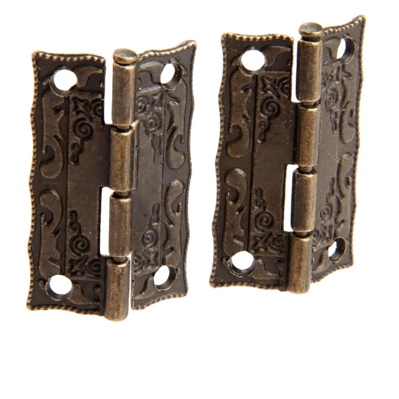 Charnières bronze antique robustes avec vis pour fixation solide de coffrets en bois