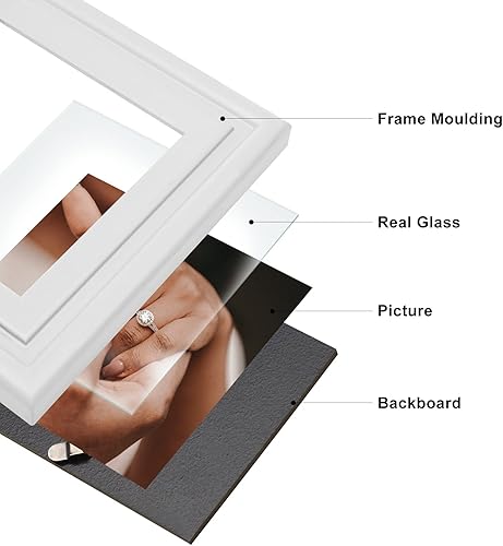 Miniatura 4 de WISADD Portarretratos verticales y horizontales de 4 x 6 pulgadas, marcos de fotos plegables de madera con doble bisagra con frente de vidrio real