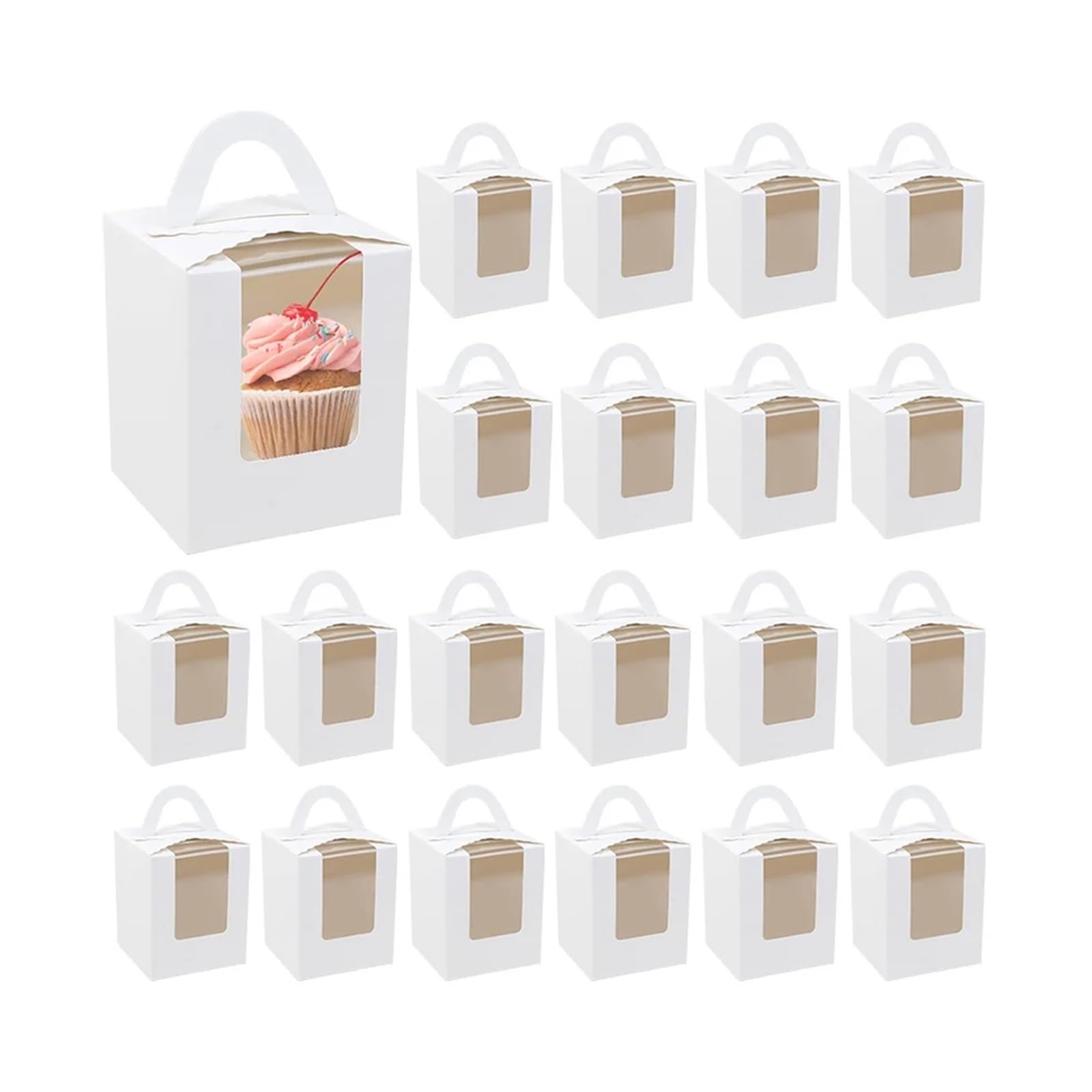 Caja Para Tartas Cajas individuales for cupcakes (10-30 unidades) - Soporte for pasteles Ideal for bodas, baby showers, cumpleaños y decoración de fiestas(White,30pcs)