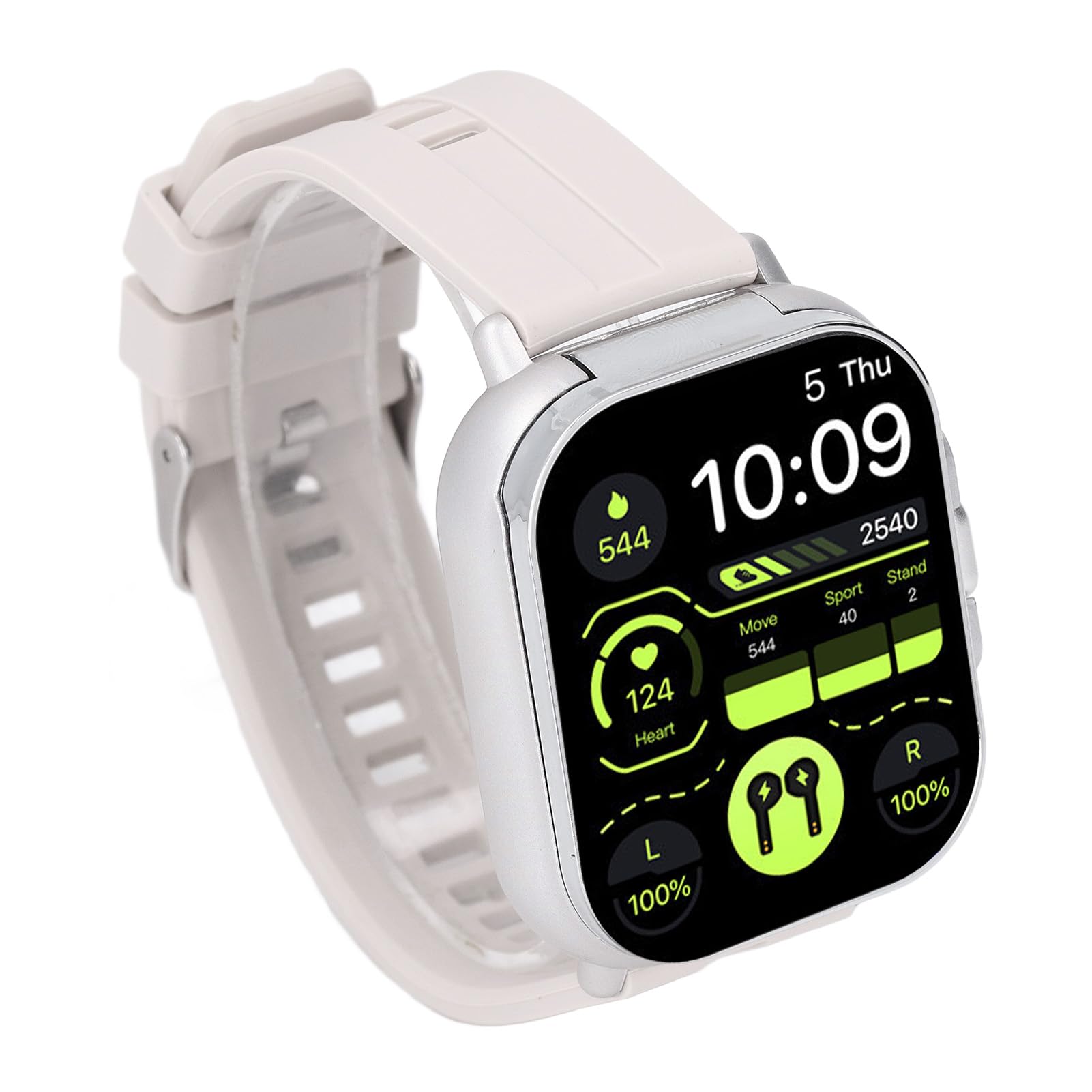 Asixxsix Inteligentny Zegarek, 2 w 1 2,01 -calowy Ekran Dotykowy HD Bluetooth Call Fitness Watch, Zegarek do śledzenia Baterii 250 MAh Inteligentne Zegarki dla Mężczyzn Kobieta, Bieganie, (SILVER)
