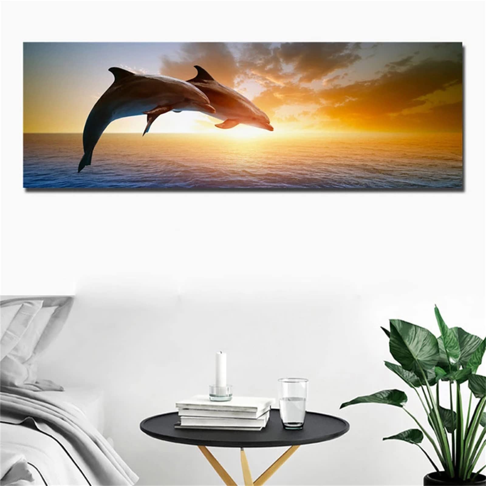 Zariocy Kit Diamond Painting 5D Fai Da Te – Delfino Al Tramonto – Dimensioni 30x40 Cm – Completo Di Tela, Diamanti Rotondi, Strumenti – Decorazione Parete Casa