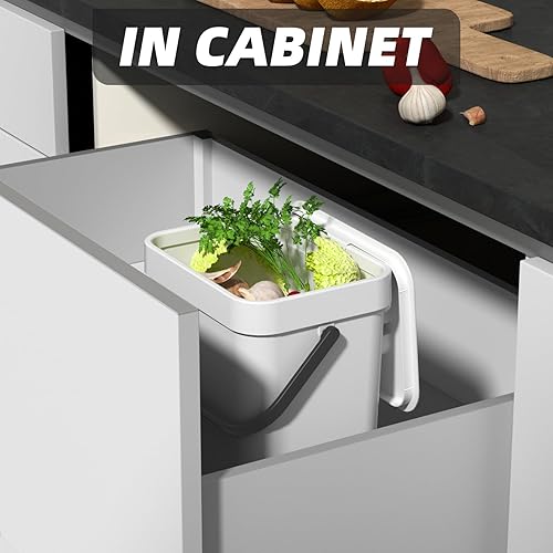 Miniatura 6 de Basurero de 5 l1.3 galones con tapa para cocina, contenedor de abono sellado debajo del fregadero, contenedor de basura de alimentos en la encimera,