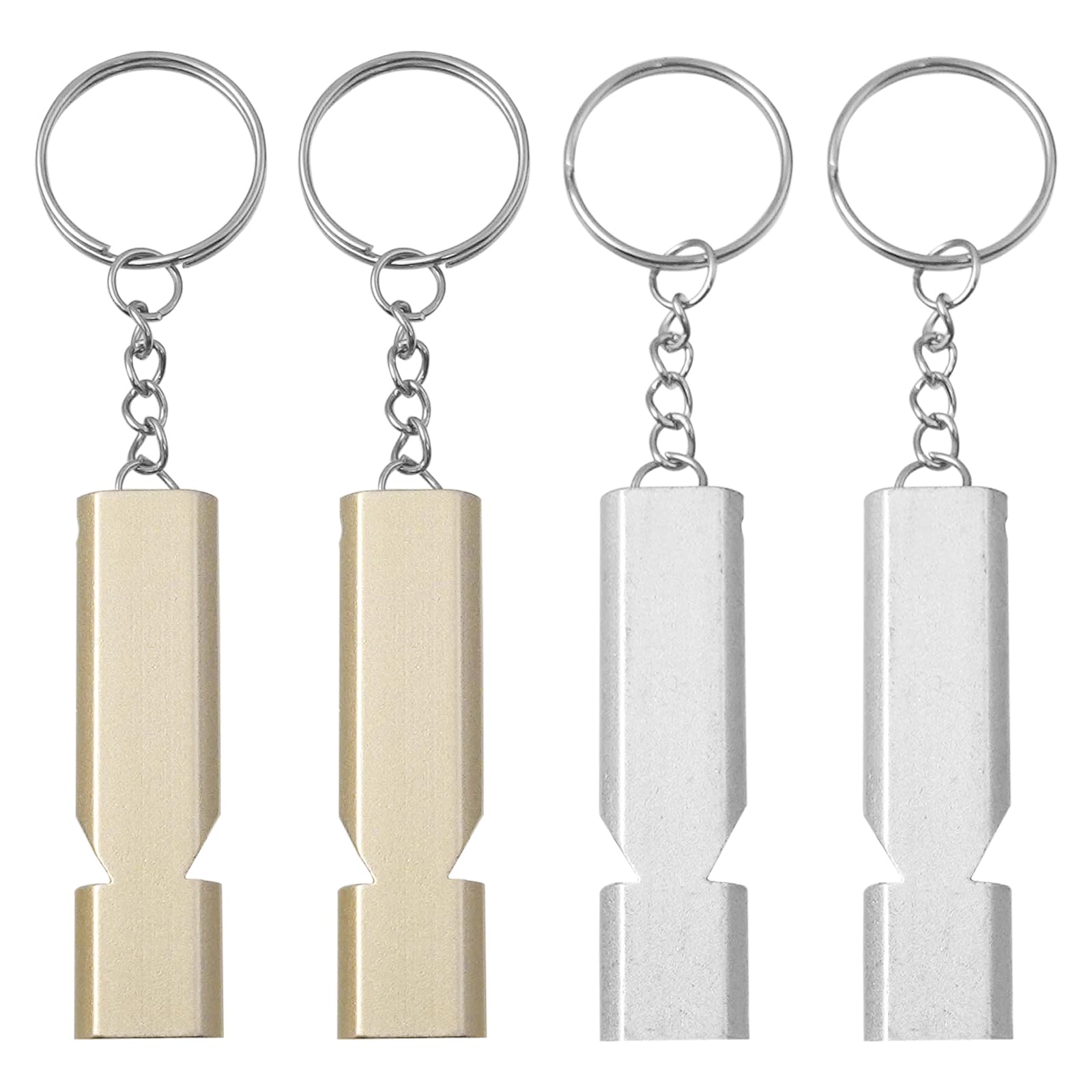 BuxiuGK 4 Piece Emergency Whistle Whistle Keyring Double Tubes Safety Whistles with Lanyard and Keychain for Boating Outdoor Camping Sports Training