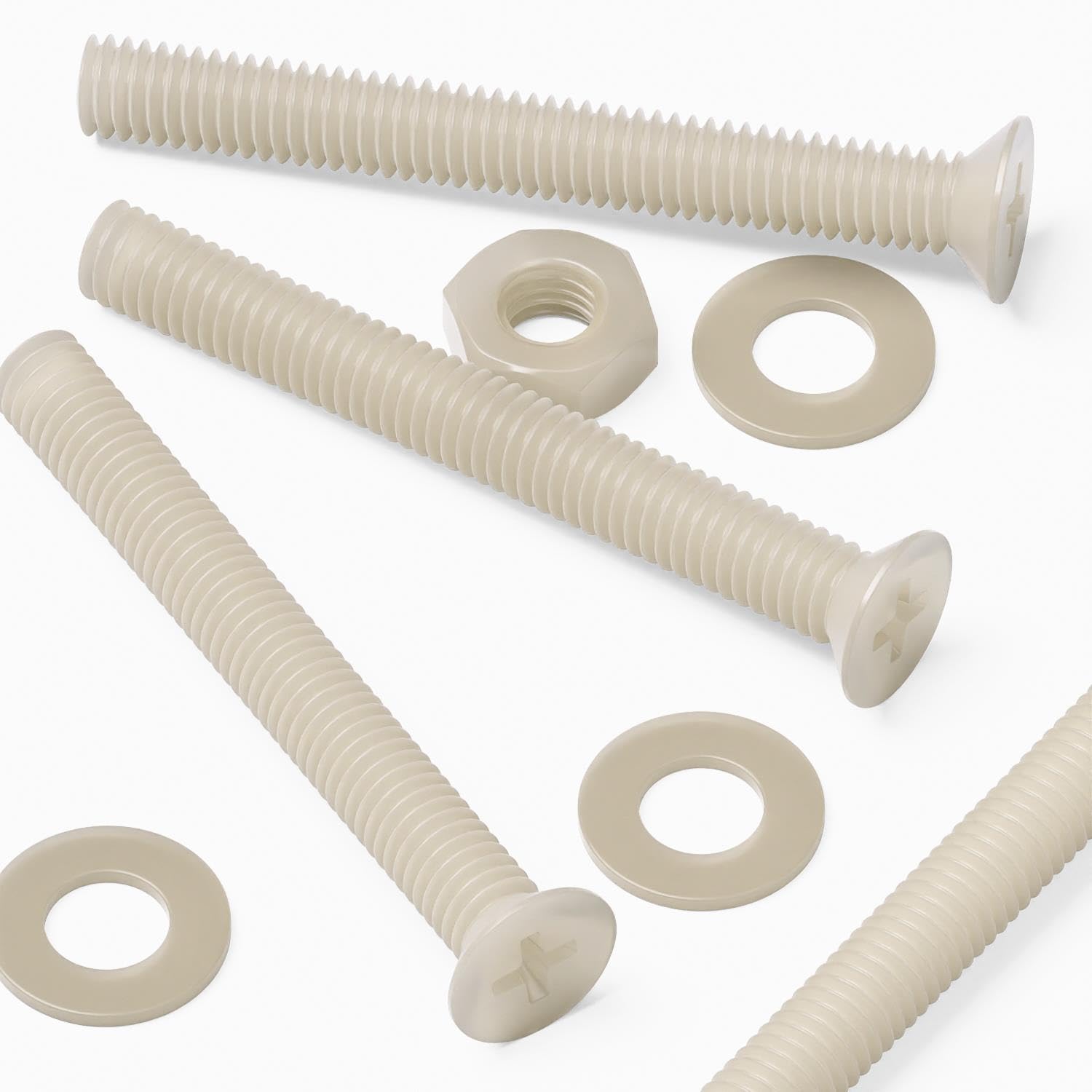 50x Nylon Countersunk Cross Head Machine Screws, M3 x 25 mm, Plastic Nuts, Bolts and Washers