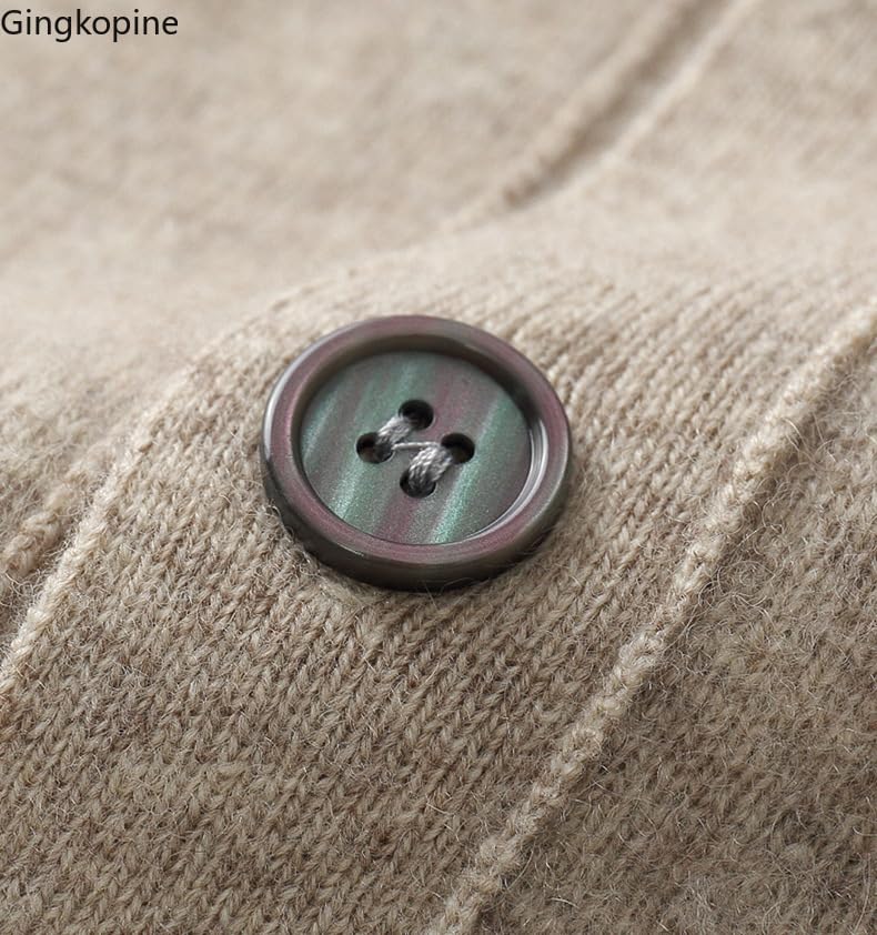 100% Wool Warm Winter Thick Asian Size Buttons Pockets Stand Collar Men Sweater Cardigan3