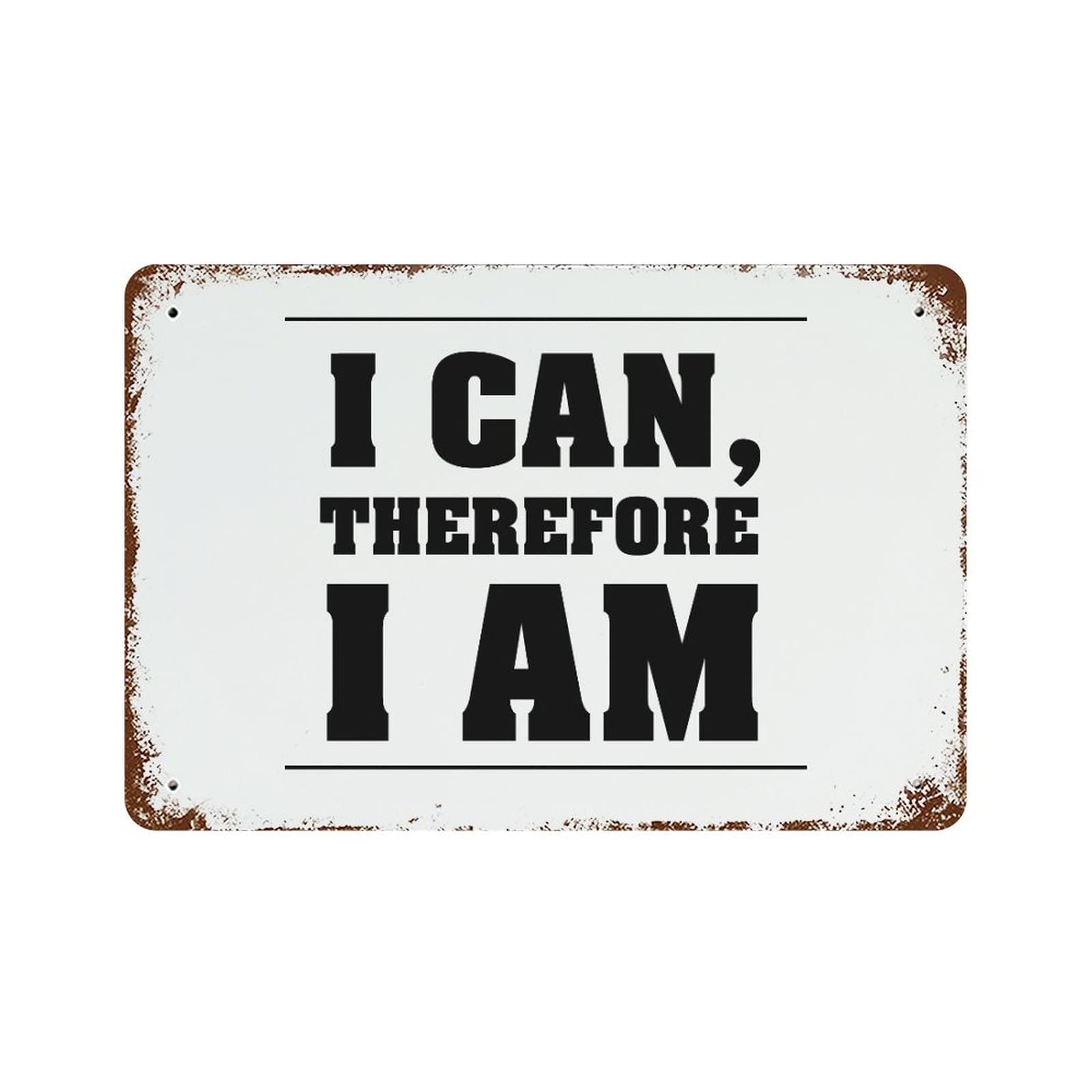 Panneau vintage I Can durable avec message de motivation mural format XL résistant