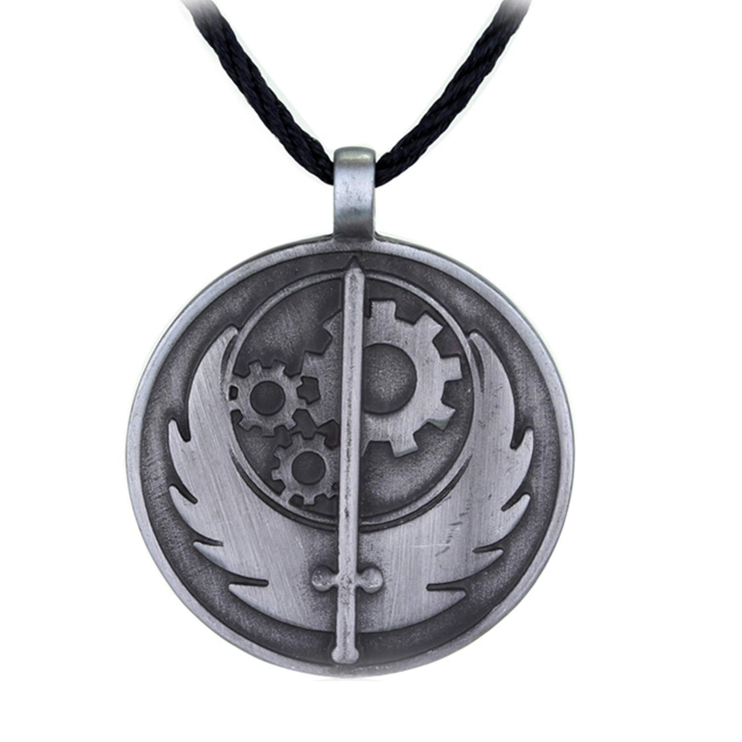 Game Fallout 4 Necklace Brotherhood Of Steel Logo Round Metal Pendant Rope Chain