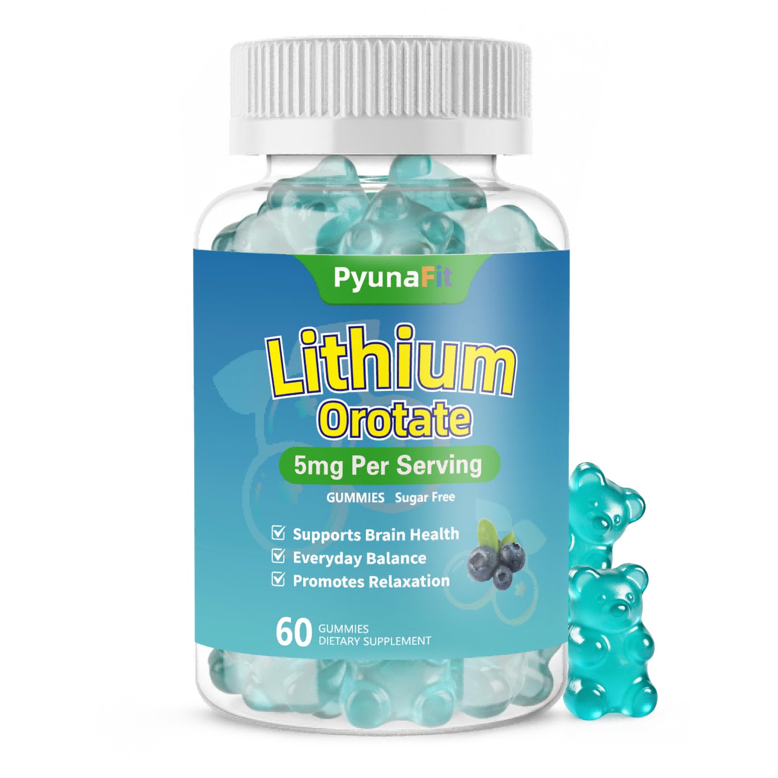 Lithium Orotate 5mg Gummies Sugar Free, 60 Count
