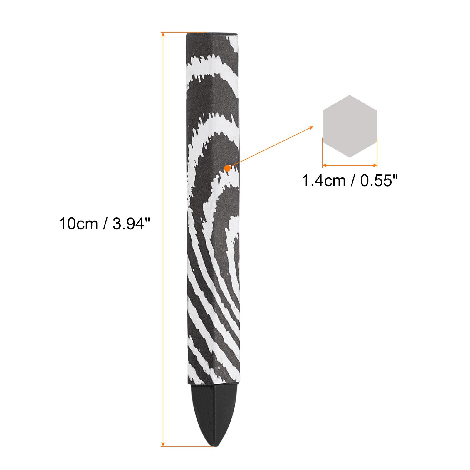 PATIKIL Lumber Marking Crayons, 6 Pack 4"x0.55" Hex Wax Tire Marker Crayons Black - Image 2