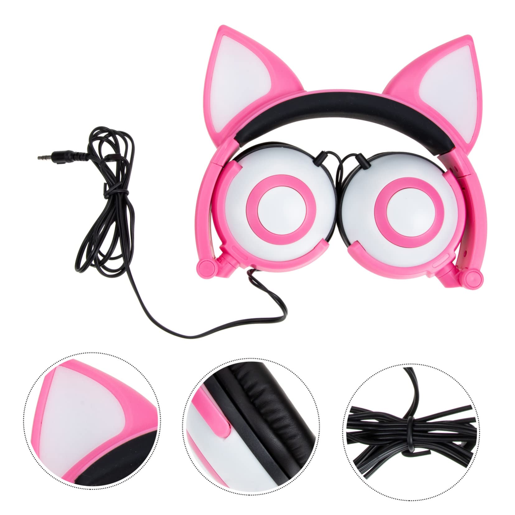 Cuffie Orecchie di Gatto Regolabili Cuffie per Cellulare Delicate e Confortevoli Compatte LED