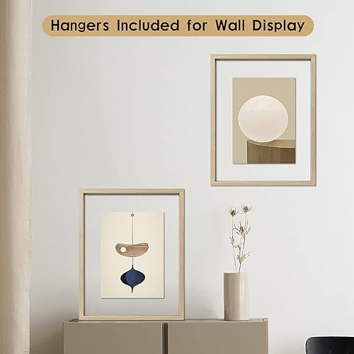 Vista 86 de MUYE Juego de 2 marcos flotantes de 11 x 14 pulgadas, marco rústico de doble cristal, para mostrar fotos de cualquier tamaño de hasta 11 x 14