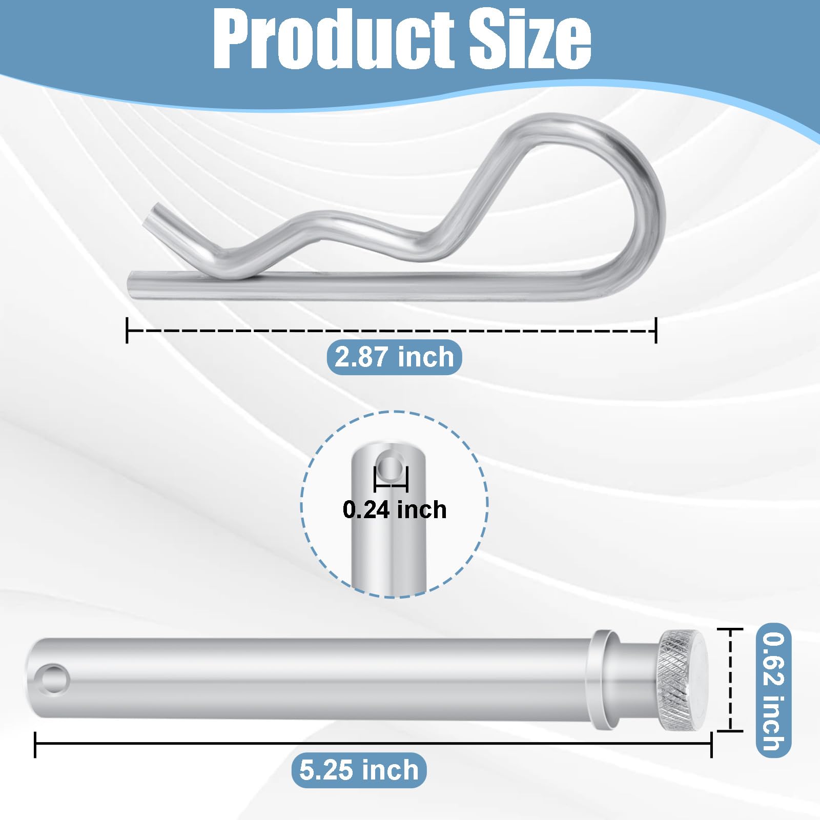TS35010 - Pasador de enganche de remolque de acero inoxidable y clip para remolque receptor de 2 y 2.5 pulgadas, pasadores de repuesto para remolque y almacenamiento, paquete de 3