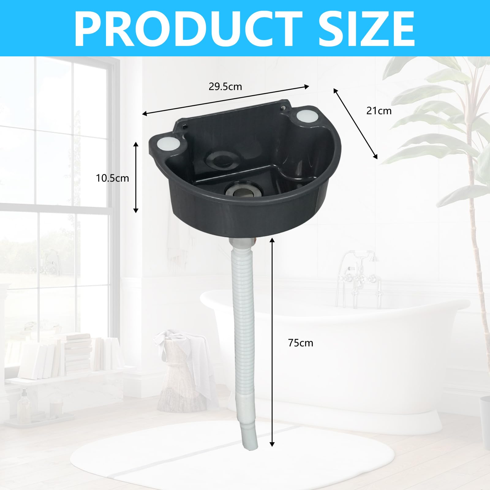 Fregadero De PláStico, Fregadero De Camping De Pared Con DesagüE De 75 Cm Lavabo Semicircular Gris Para Aseo De Invitados BañO Camping JardíN SóTano Obra 31 X 21 X 10,5 Cm