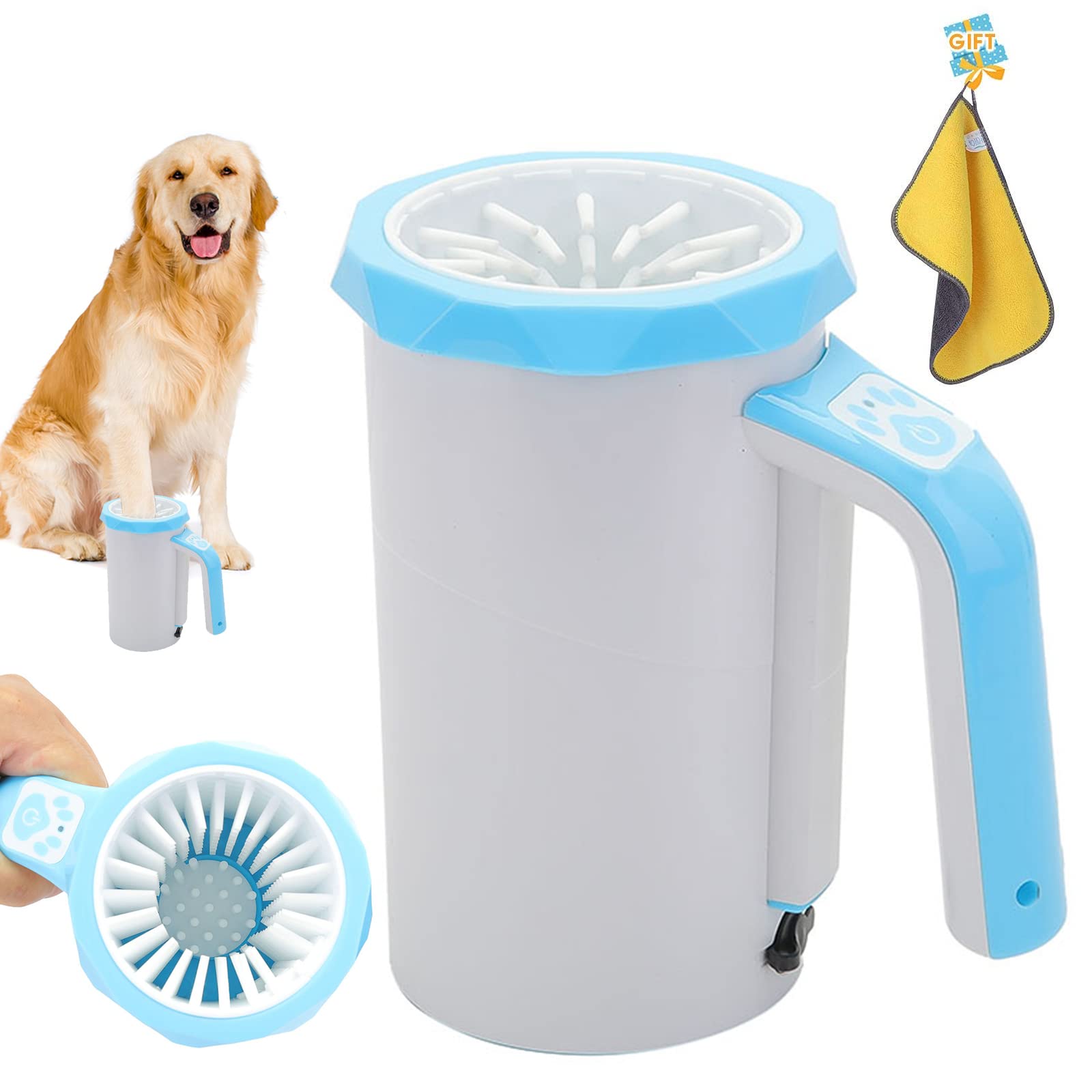 Limpia Patas Perro Portátil,Limpiador Eléctrico De Pata para Perros, Limpiador Automático De Perros, Taza De Limpieza para Mascotas, Arandela Blanda De Silicona para Perros Grande